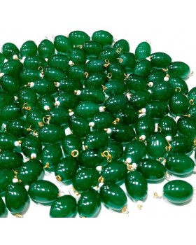 Green Oval Shape Glass Hanging Beads 10mm for Jewelry Making
